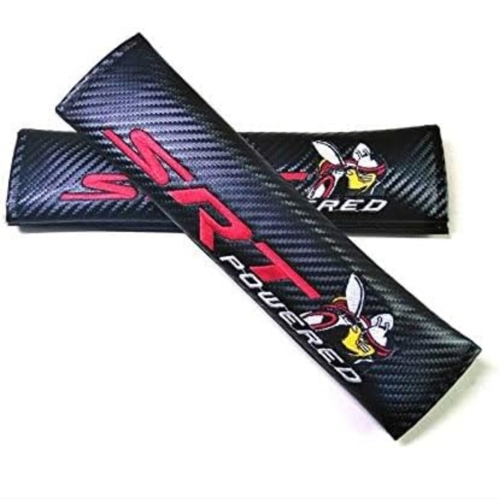 2 embroidered Scat pack SRT powered car seat belt Strap covers